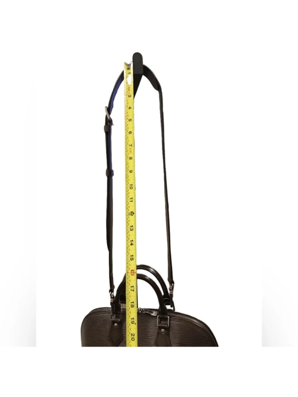 LOUIS VUITTON Moka Brown Epi Alma Hand Bag LV Leather Strap with Silver Hardware